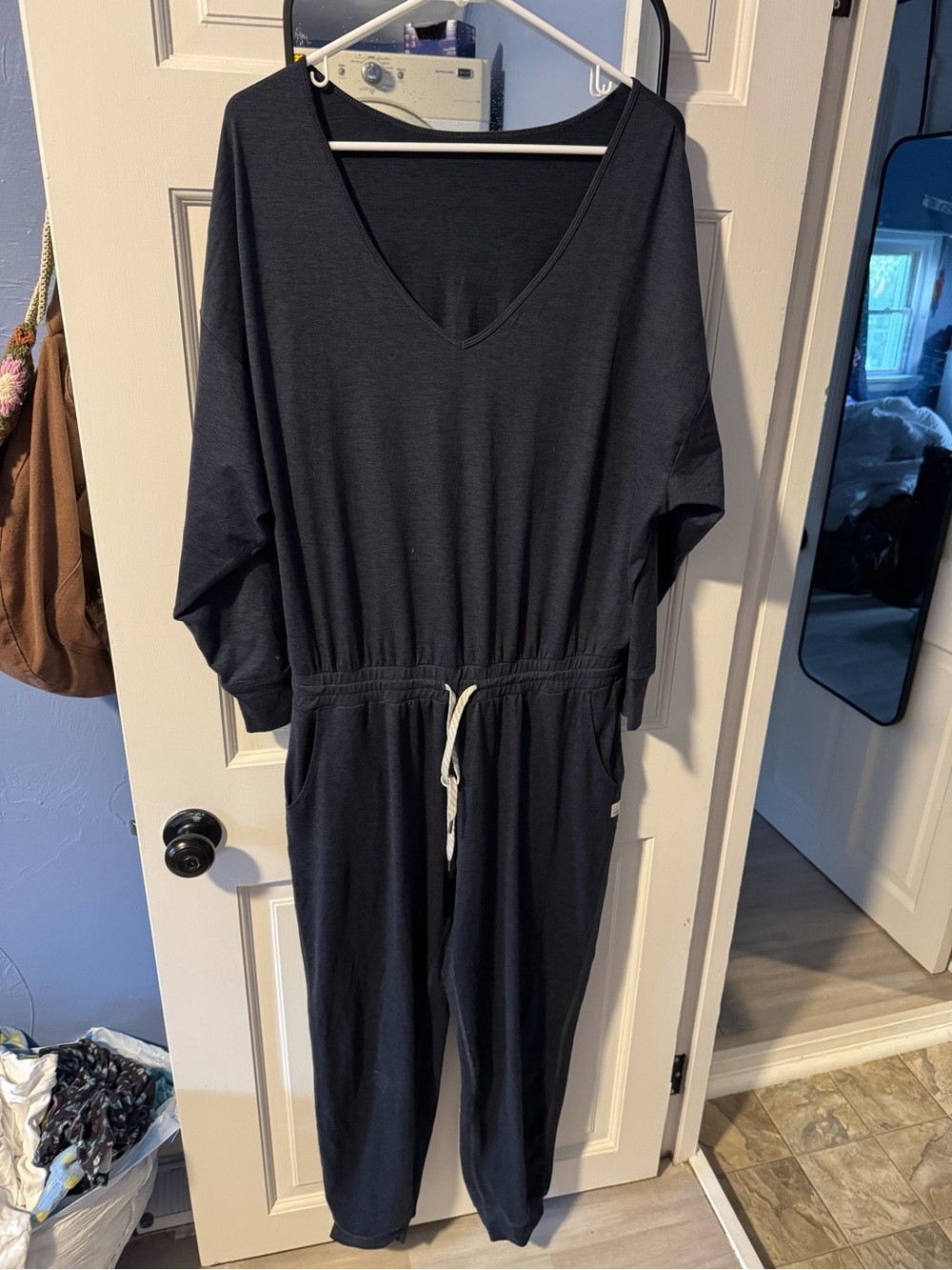 Vuori Lux long sleeve V-neck jumpsuit